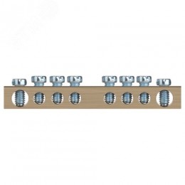 Шина NO-122-14 PEN земля-ноль 6х9мм 8/1 латунная с креплениями по центру