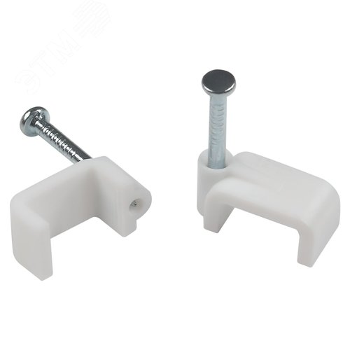 Скоба пластиковая крепежная плоская 10 мм белая NO-224-586 (50 шт/уп)