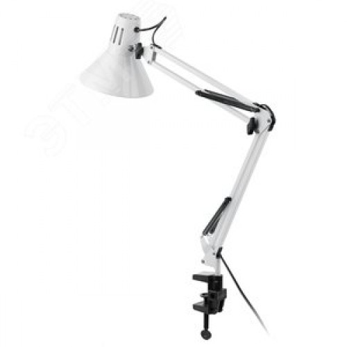 Светильник настольный на струбцине белый N-121-E27-40W-W