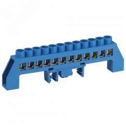 Шина NO-224-112 N ноль в комбинированном изоляторе на DIN-рейку ШНИ-8х12-12-Д-синий