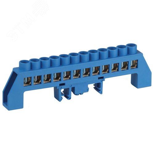 Шина NO-224-112 N ноль в комбинированном изоляторе на DIN-рейку ШНИ-8х12-12-Д-синий