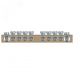 Шина NO-122-15 PEN земля-ноль 6х9мм 10/1 латунная с креплениями по центру