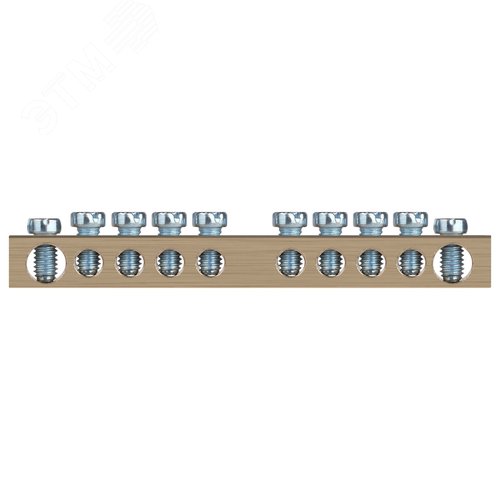 Шина NO-122-15 PEN земля-ноль 6х9мм 10/1 латунная с креплениями по центру
