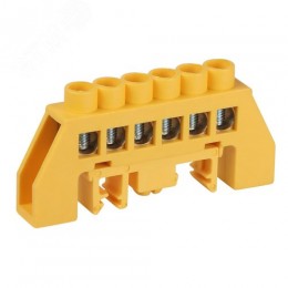 Шина NO-224-115 PE земля в комбинированном изоляторе на DIN-рейку ШНИ-8х12-6-Д-желтый