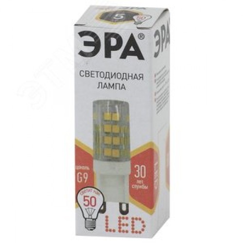 Лампа светодиодная LED 5 Вт 400Лм 2700К капсула теплый G9 170-265В LED JCD-5W-CER-827-G9 Standart