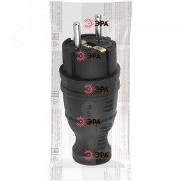 Вилка каучуковая з/з прямая 16A IP44 черная       V8-B-IP44