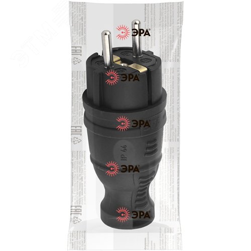 Вилка каучуковая з/з прямая 16A IP44 черная       V8-B-IP44