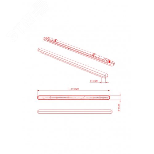 Светильник линейный светодиодный SPP-201-0-65K-L32 32Вт 6500K 4160 Лм IP65 1200мм в линию до 10шт матовый