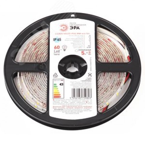 Лента светодиодная 4,8Вт/м 12В 3000К IP65 60LED/м LS2835-60LED-IP65-WW-eco-5m