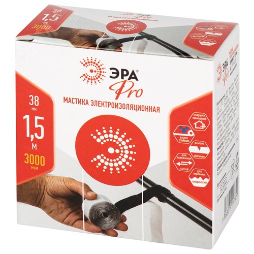 Изолента PRO PROMAS38 Мастика электроизоляционная, 38мм х 1,5м, 3мм черная