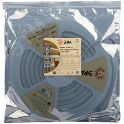 Лента светодиодная термостойкая для бани 9,6Вт/м 24В 3000К IP68 120LED/м LS2835-9,6-120-24-3000K-IP68-3 year-5m