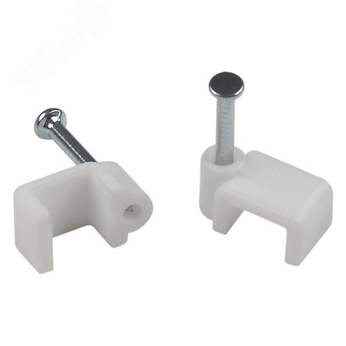 Скоба пластиковая крепежная плоская 6 мм белая NO-225-283 10 шт/уп