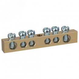 Шина NO-122-13 PEN земля-ноль 6х9мм 6/1 латунная с креплениями по центру