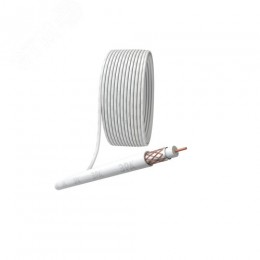 Кабель коаксиальный RG-6U 75 Ом Cu,  оплётка Cu 64% PVC белый 100м R-64-PVC100