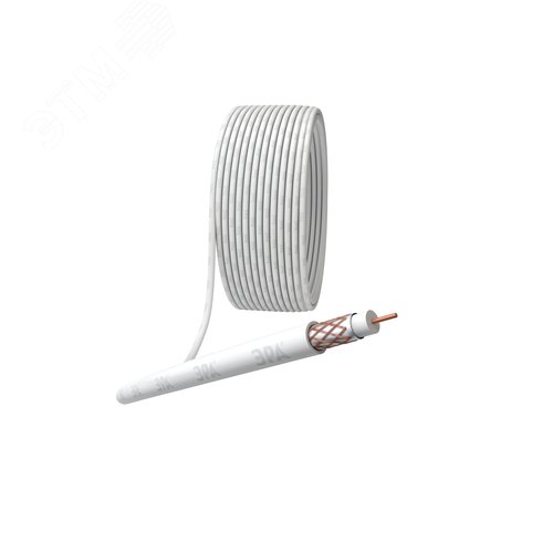 Кабель коаксиальный RG-6U 75 Ом Cu,  оплётка Cu 64% PVC белый 100м R-64-PVC100