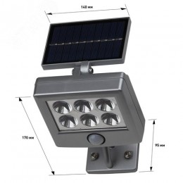 Прожектор с датчиком движения, на солнечной батарее, 6LED, 150 lm ERAFS048-08