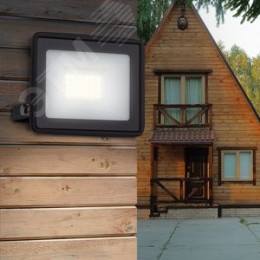 Прожектор светодиодный ДО-30 Вт 4000К 2400 Лм IP65 черный 30w нейтральный 200-240В LPR-023-0-40K-030