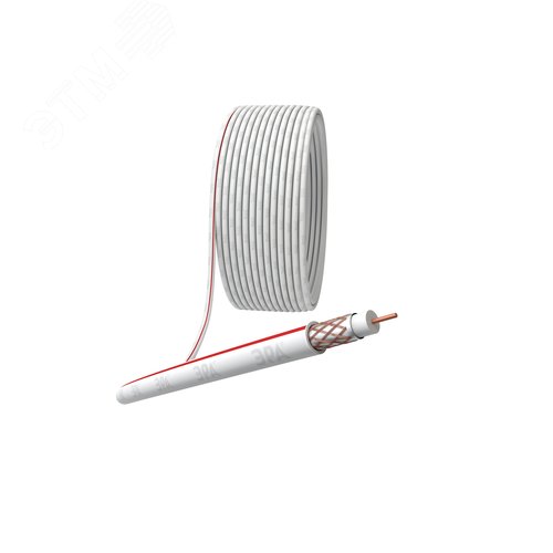 Кабель коаксиальный SAT 50м 75 Ом Cu,  оплётка Cu 75% PVC белый 100м S-M-75-PVC100