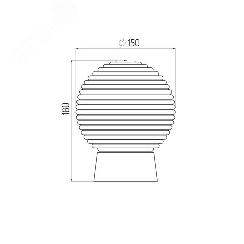 Светильник НБП 01-60-004 с прямым основанием Гранат стекло IP20 E27 max 60Вт D150 шар