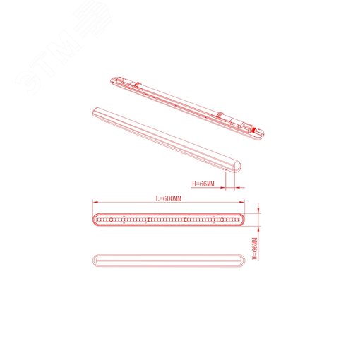 Светильник светодиодный линейный IP65 18Вт 1710Лм 4000К 600мм мат SPP-201-0-40K-018