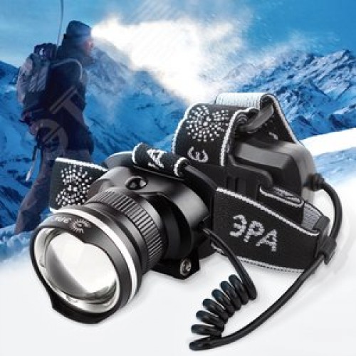 Фонарь налобный светодиодный 5Вт 400/200Лм IP40 SMD 3 режима аккумуляторный с регулируемым фокусом GA-806 черный