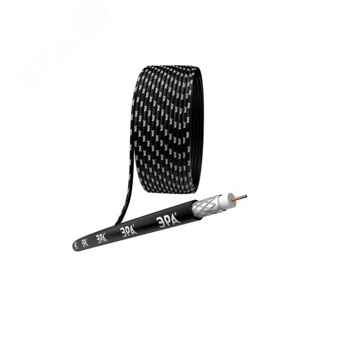 Кабель коаксиальный RG-6U 75 Ом CCS,  оплётка Al 64% PE чёрный 100м ЭРА SIMPLE RL-64-PE100