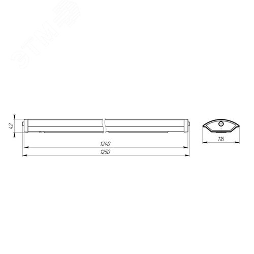 Светильник под 2хТ8 лампы с рассеивателем 1,2 м патрон G13 ДПО 11-2х18-001 (2/120)