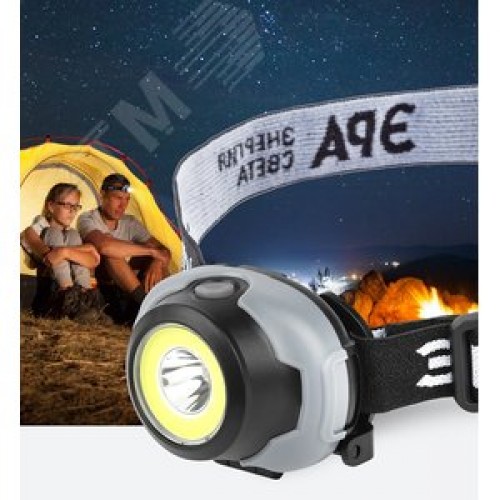 Фонарь налобный светодиодный 5Вт 310Лм IP40 SMD+COB 3 режима на батарейках 3xAAA (в комплект не входят) GB-710 Криптон