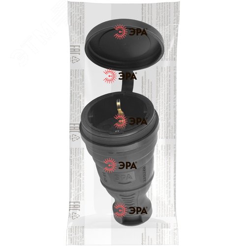 Разъём каучуковый c/з прямой 16A IP44 черный R8-B-IP44