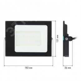 Прожектор светодиодный ДО-50 Вт 6500К 3500 ЛмIP65 200-240В встроенный датчик движения черный 50w холодный корпус LPR-041-1-65K-050