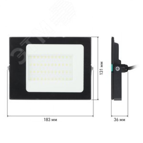 Прожектор светодиодный ДО-50 Вт 6500К 3500 ЛмIP65 200-240В встроенный датчик движения черный 50w холодный корпус LPR-041-1-65K-050