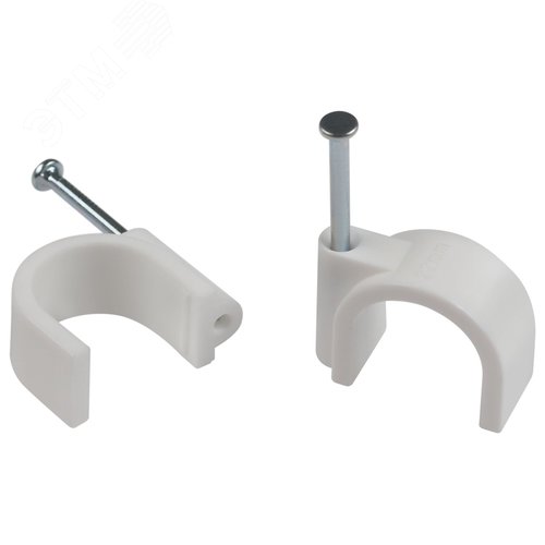 Скоба пластиковая крепежная круглая 20 мм белая NO-224-577 (50 шт/уп)