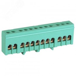 Шина NO-224-104 PE земля в изолированном корпусе на DIN-рейку ШНИ-6х9-12-Д зеленый