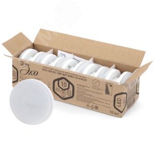 Лампа светодиодная LED 10 Вт 800Лм 2700К таблетка (GX53) теплый GX53 220-240В ECO LED GX-10W-827-GX53 (10-PACK) Red Line