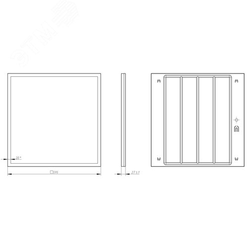 Светильник светодиодный ДВО/ДПО 50Вт с равномерной засветкой матовый 4000K 5000Лм <1% IP40 595x595 SPO-1-50-4K-M