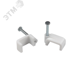 Скоба пластиковая крепежная плоская 12 мм белая NO-225-288 10 шт