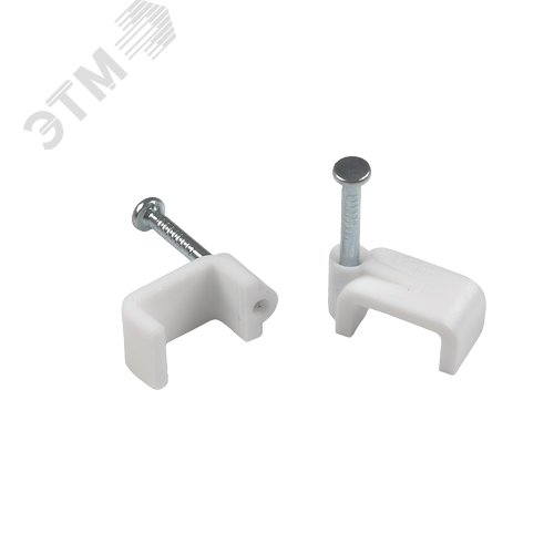 Скоба пластиковая крепежная плоская 12 мм белая NO-225-288 10 шт