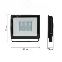 Прожектор светодиодный ДО-100 Вт 6500К 8000 Лм IP65 черный 100w холодный 200-240В LPR-023-0-65K-100