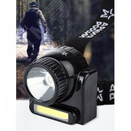 Фонарь налобный светодиодный 6Вт 176Лм IP20 SMD+COB 2 режима аккумуляторный АРМИЯ РОССИИ Гранит GA-501 черный