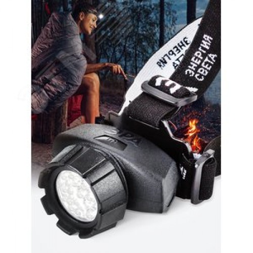 Фонарь налобный светодиодный 3Вт 130Лм IP40 LED 4 режима на батарейках 3xAAA (в комплект не входят) GB-604 черный