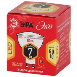 Лампа светодиодная LED 7 Вт 560Лм 2700К софит теплый GU10 220-240В ECO LED MR16-7W-827-GU10 Red Line