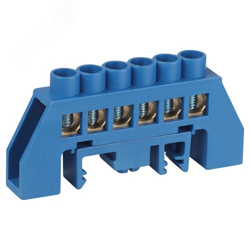 Шина NO-224-109 N ноль в комбинированном изоляторе на DIN-рейку ШНИ-8х12-6-Д-синий
