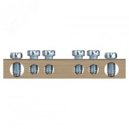 Шина NO-122-13 PEN земля-ноль 6х9мм 6/1 латунная с креплениями по центру