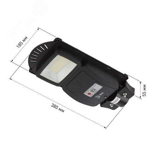 Светильник консольный на солнечной батарее, SMD, 20W, с датчиком движения, ПДУ, 400 lm, 5000К, IP65