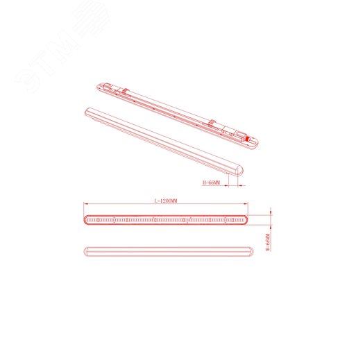 Светильник светодиодный линейный IP65 36Вт 3780Лм 6500К 1200мм прозр SPP-201-1-65K-036