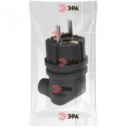 Вилка каучуковая с/з 90град с кольцом 16A IP44 черная V9-B-IP44