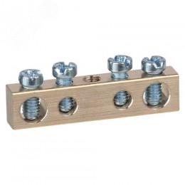 Шина NO-122-12 PEN земля-ноль 6х9мм 4/1 латунная с креплениями по центру