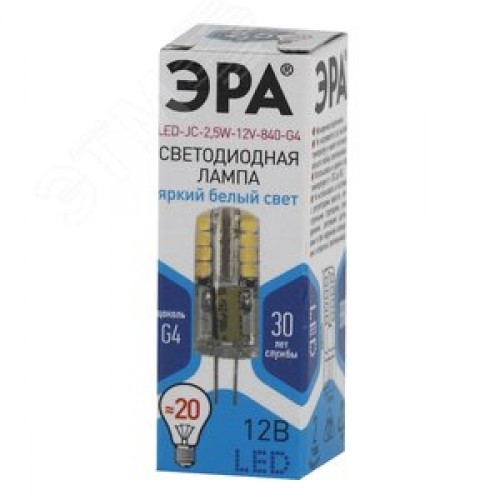 Лампа светодиодная LED 2,5 Вт 200Лм 4000К капсула нейтральный G4 12В LED JC-2,5W-12V-840-G4 Standart