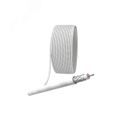 Кабель коаксиальный RG-6U 75 Ом CCS,  оплётка Al 48% PVC белый 100м ЭРА SIMPLE RL-48-PVC100
