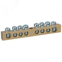 Шина NO-122-14 PEN земля-ноль 6х9мм 8/1 латунная с креплениями по центру